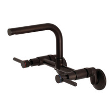 Kingston Brass  KS812ORB Concord 8-Inch Adjustable Center Wall Mount Kitchen Faucet, Oil Rubbed Bronze