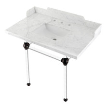 Kingston Brass  LMS36MASQ5 Pemberton 36" Carrara Marble Console Sink with Acrylic Legs, Marble White/Oil Rubbed Bronze