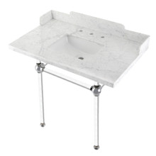Kingston Brass  LMS36MASQ1 Pemberton 36" Carrara Marble Console Sink with Acrylic Legs, Marble White/Polished Chrome