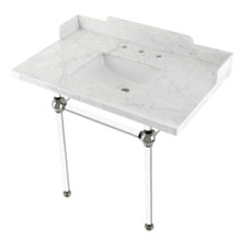 Kingston Brass  LMS36MASQ6 Pemberton 36" Carrara Marble Console Sink with Acrylic Legs, Marble White/Polished Nickel