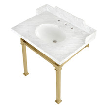 Kingston Brass  LMS30MOQ7 Viceroy 30" Carrara Marble Console Sink with Stainless Steel Legs, Marble White/Brushed Brass