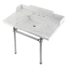 Kingston Brass  LMS3630MBSQ1 Pemberton 36" Carrara Marble Console Sink with Brass Legs, Marble White/Polished Chrome
