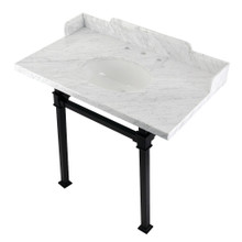 Kingston Brass  LMS36MOQ0 Viceroy 36" Carrara Marble Console Sink with Stainless Steel Legs, Marble White/Matte Black