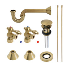 Kingston Brass  CC53307VOKB30 Traditional Plumbing Sink Trim Kit with P-Trap and Overflow Drain, Brushed Brass