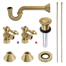 Kingston Brass  CC53307VKB30 Traditional Plumbing Sink Trim Kit with P-Trap and Drain, Brushed Brass