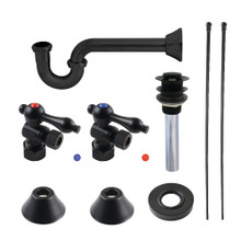 Kingston Brass  CC53300VKB30 Traditional Plumbing Sink Trim Kit with P-Trap and Drain, Matte Black