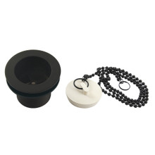 Kingston Brass  DSP15MB 1-1/2" Chain and Stopper Tub Drain with 1-1/2" Body Thread, Matte Black