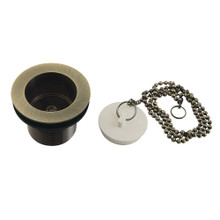 Kingston Brass  DSP15AB 1-1/2" Chain and Stopper Tub Drain with 1-1/2" Body Thread, Antique Brass
