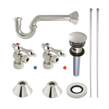 Kingston Brass  CC53306VOKB30 Traditional Plumbing Sink Trim Kit with P-Trap and Overflow Drain, Polished Nickel