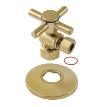 Kingston Brass  CC43107DXK 1/2" FIP x 3/8" OD Comp Quarter-Turn Angle Stop Valve with Flange, Brushed Brass
