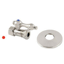 Kingston Brass  CC44156K 1/2" FIP x 1/2" or 7/16" Slip Joint Quarter-Turn Straight Stop Valve with Flange, Polished Nickel