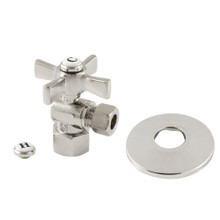 Kingston Brass  CC43106ZXK 1/2" FIP x 3/8" OD Comp Quarter-Turn Angle Stop Valve with Flange, Polished Nickel