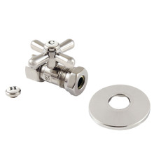 Kingston Brass  CC44156XK 1/2" FIP x 1/2" or 7/16" Slip Joint Quarter-Turn Straight Stop Valve with Flange, Polished Nickel
