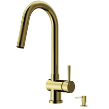 Vigo  VG02008MGK6 Gramercy Kitchen Faucet With Bolton Soap Dispenser In Matte Brushed Gold