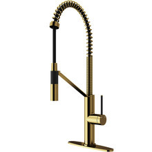 Vigo  VG02027MGK1 Livingston Magnetic Kitchen Faucet With Cfiber Technology And Deck Plate In Matte Brushed Gold