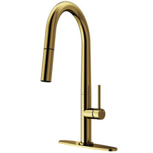 Vigo  VG02029MGK1 Greenwich Pull-Down Spray Kitchen Faucet And Deck Plate In Matte Brushed Gold