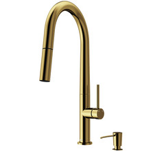 Vigo  VG02029MGK2 Greenwich Pull-Down Spray Kitchen Faucet And Soap Dispenser In Matte Brushed Gold