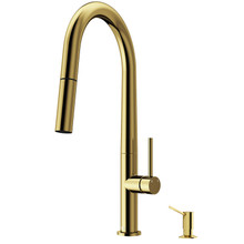 Vigo  VG02029MGK5 Greenwich Kitchen Faucet With Braddock Soap Dispenser In Matte Brushed Gold