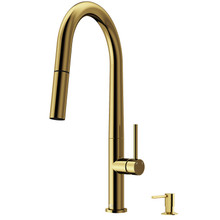 Vigo  VG02029MGK6 Greenwich Kitchen Faucet With Bolton Soap Dispenser In Matte Brushed Gold