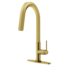 Vigo  VG02034MGK1 Hart Hexad Pull-Down Kitchen Faucet With Deck Plate In Matte Brushed Gold