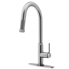 Vigo  VG02035STK1 Hart Arched Pull-Down Kitchen Faucet With Deck Plate In Stainless Steel