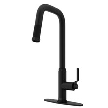 Vigo  VG02036MBK1 Hart Angular Pull-Down Kitchen Faucet With Deck Plate In Matte Black