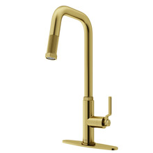 Vigo  VG02036MGK1 Hart Angular Pull-Down Kitchen Faucet With Deck Plate In Matte Brushed Gold