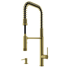 Vigo  VG02037MGK2 Sterling Pull-Down Kitchen Faucet With Soap Dispenser In Matte Brushed Gold