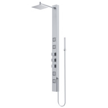 Vigo VG08017ST Sutton 4 In. Shower Massage Panel With Square Rainfall Shower Head And Hand Shower In Stainless Steel