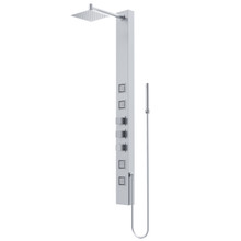 Vigo VG08021ST Sutton 5 In. Shower Massage Panel With Square Waterfall Showerhead And Hand Shower In Stainless Steel