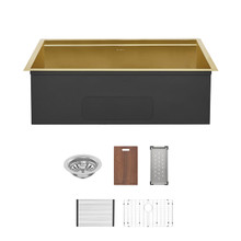 Swiss Madison  SM-KU801G Tourner 32" x 19" Stainless Steel, Single Sink, Undermount Kitchen Workstation Sink in Gold