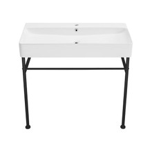 Swiss Madison  SM-CS733 Carré 36" White Basin Console Sink with Black Legs