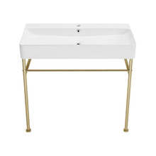 Swiss Madison  SM-CS723 Carré 36" White Basin Console Sink with Gold Legs