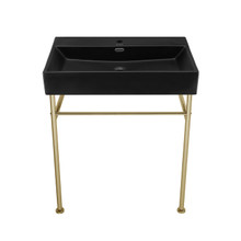 Swiss Madison  SM-CS752 Claire 30" Matte Black Basin Console Sink with Gold Legs