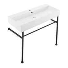 Swiss Madison  SM-CS734 Claire 40" White Basin Console Sink with Black Legs
