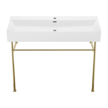 Swiss Madison  SM-CS724 Claire 40" White Basin Console Sink with Gold Legs