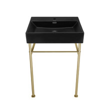 Swiss Madison  SM-CS751 Claire 24" Matte Black Basin Console Sink with Gold Legs