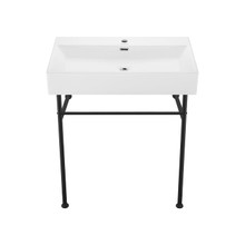 Swiss Madison  SM-CS772 Claire 30" White Basin Console Sink with Black Legs