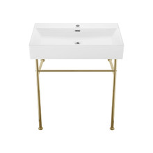 Swiss Madison  SM-CS722 Claire 30" White Basin Console Sink with Gold Legs
