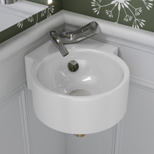Alfi  ABC121 White 17" Tiny Corner Wall Mounted Ceramic Sink with Faucet Hole