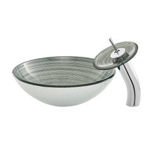 Swiss Madison  SM-VSF260 Cascade 16.5 Glass Vessel Sink with Faucet, Smoky Grey