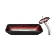 Swiss Madison  SM-VSF295 Cascade Rectangular Glass Vessel Sink with Faucet, Ember Red
