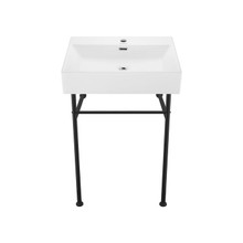 Swiss Madison  SM-CS771 Claire 24" White Basin Console Sink with Black Legs