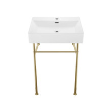 Swiss Madison  SM-CS721 Claire 24" Console Sink White Basin Gold Legs