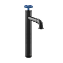 Swiss Madison  SM-BF84BB Avallon 12 Single-Handle, Bathroom Faucet in Matte Black with Blue Handles