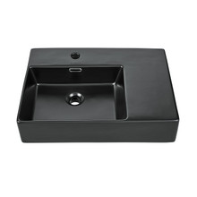 Swiss Madison  SM-WS322MB St. Tropez 24 x 18 Ceramic Wall-Mount Sink with Left Side Faucet Mount, Matte Black