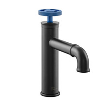 Swiss Madison  SM-BF83BB Avallon 7 Single-Handle, Bathroom Faucet in Matte Black with Blue Handle