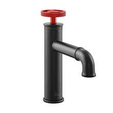 Swiss Madison  SM-BF83BR Avallon 7 Single-Handle, Bathroom Faucet in Matte Black with Red Handle