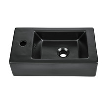 Swiss Madison  SM-WS315MB Voltaire 19.5 x 10 Rectangular Ceramic Wall Hung Sink with Left Side Faucet Mount, Matte Black