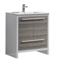 Fresca  FCB8130HA-I Allier Rio 30" Ash Gray Modern Bathroom Cabinet w/ Sink